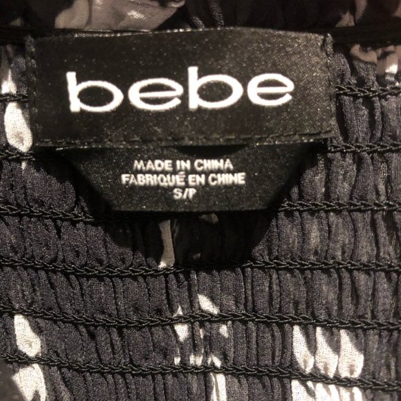 Bebe Black Daisy Print Strappy Mini Dress - Picture 5 of 5